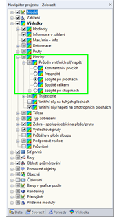 Nastavení pro vyhlazení vnitřních sil na plochách v programu RFEM