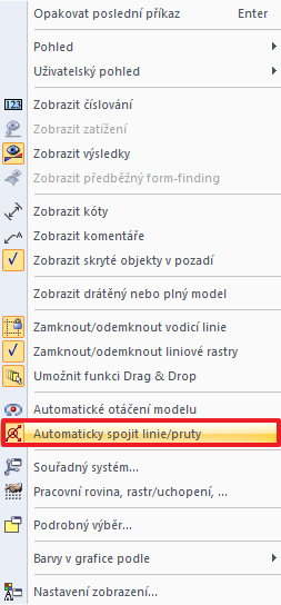 Automaticky spojit linie/pruty