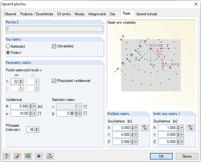 Nastavení rastru plochy