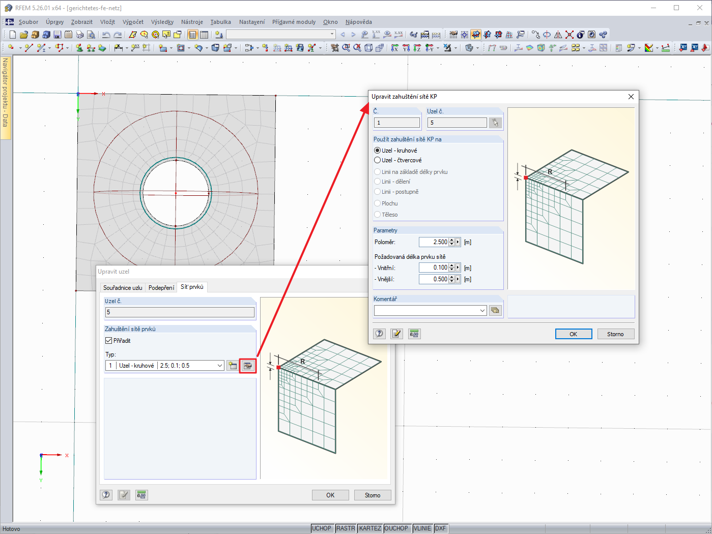 Zahuštění sítě prvků