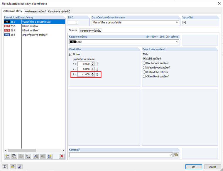 Znaménko účinku vlastní tíhy