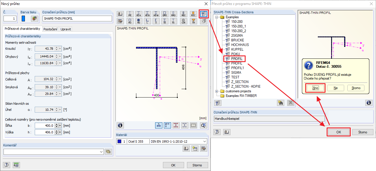 Aktualizace průřezu