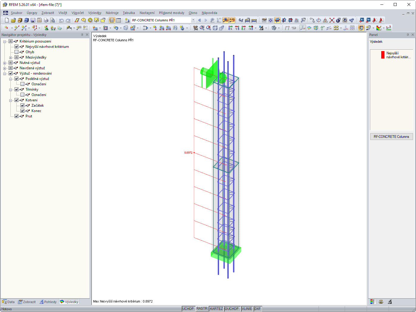 Výsledky pro modelový sloup