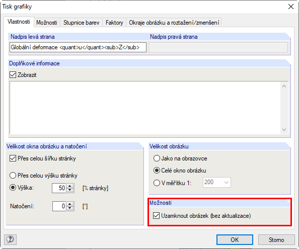 Dodatečné uzamknutí jednotlivých obrázků