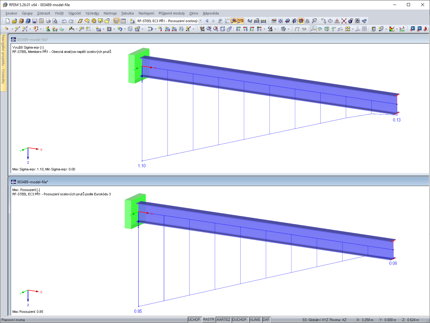 Využití v přídavném modulu STEEL a STEEL EC3