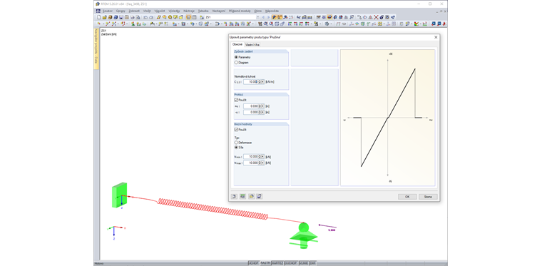 Zadání axiální tuhosti pružiny