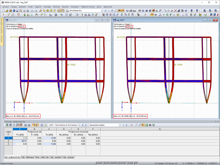 Porovnání výsledků obou metod řešení
