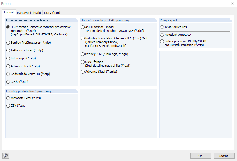Export rozhraní do programu RSTAB