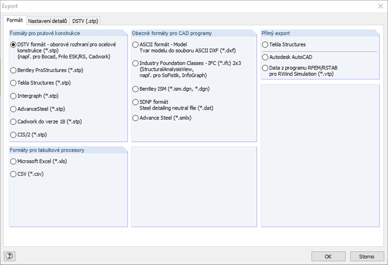 Export rozhraní do programu RSTAB
