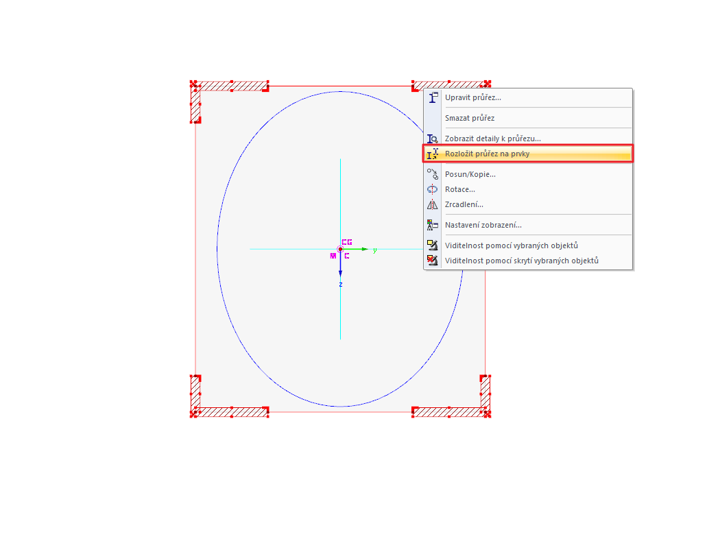 rozložit průřez na prvky