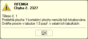 Chybové hlášení "Nelze najít plochu proti kontaktní ploše"