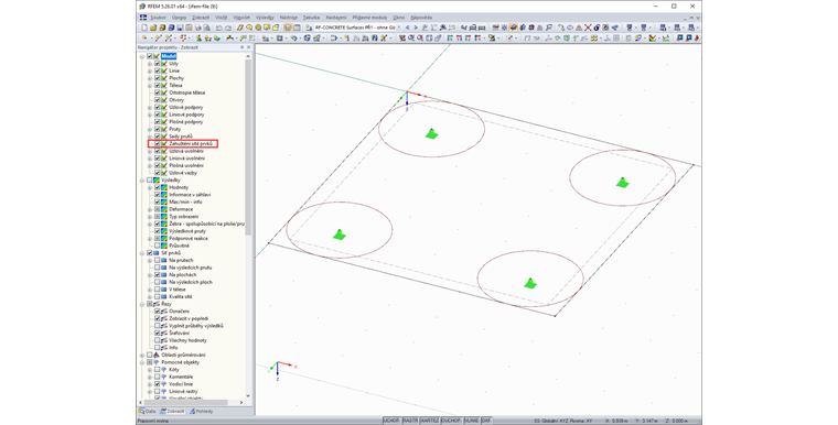 Navigátor Zobrazit s aktivovaným zobrazením Zahuštění sítě prvků