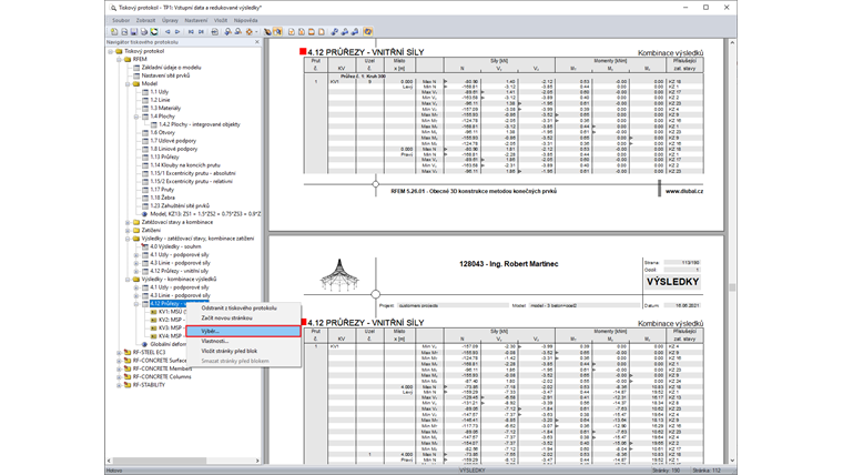 Speciální výběr pro typ výsledků