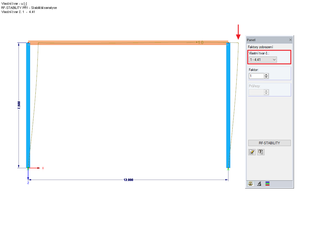 Zobrazení tvaru vybočení