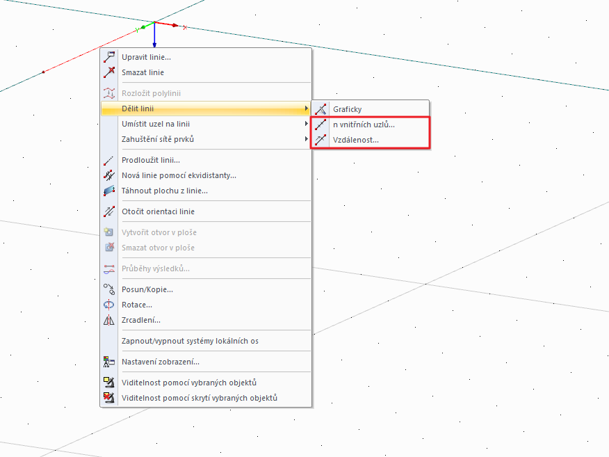 Funkce "Dělit linii"