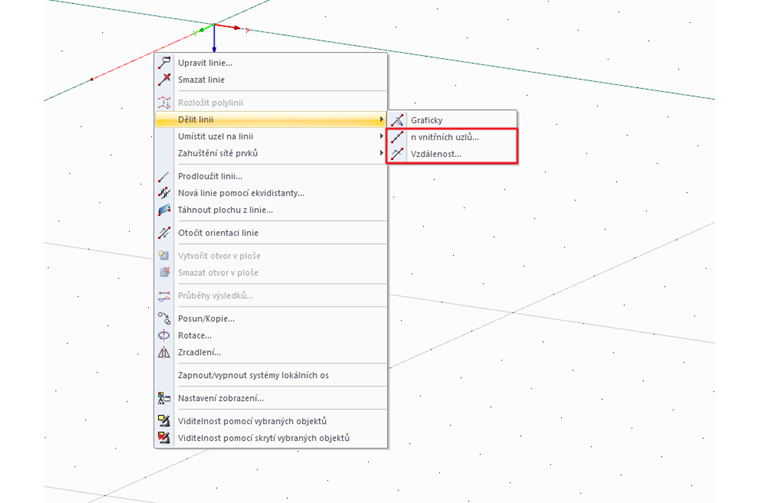 Funkce "Dělit linii"
