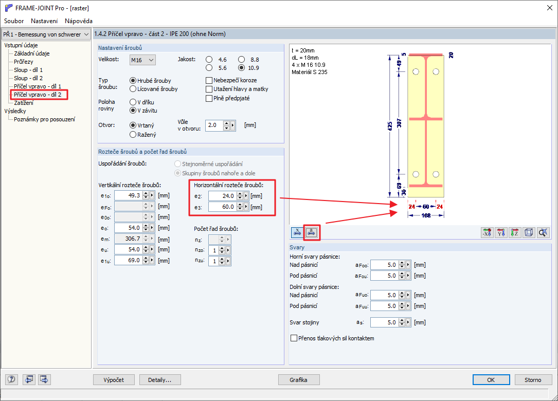 Úprava roztečí šroubů