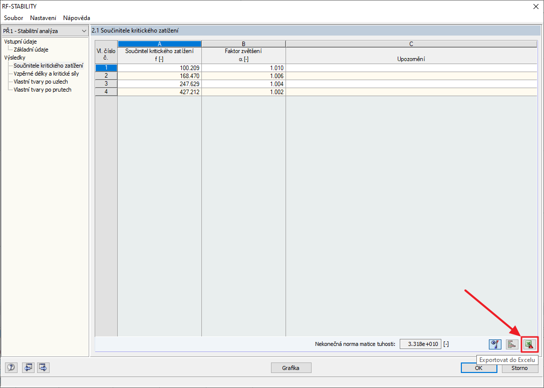 Export/import vzpěrných délek z RF-STABILITY do/z EXCEL