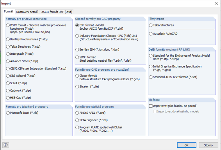 Importovat jako hladinu na pozadí