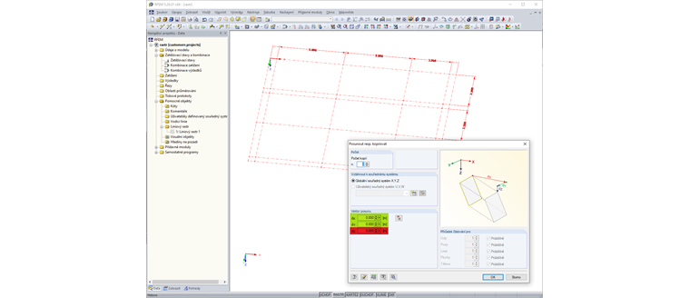 Posun nebo kopírování vodicích linií vytvořených pouze v pracovní rovině XY Možné ve směru X a Y