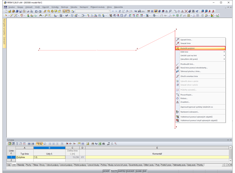 Funkce "Rozložit polylinii"
