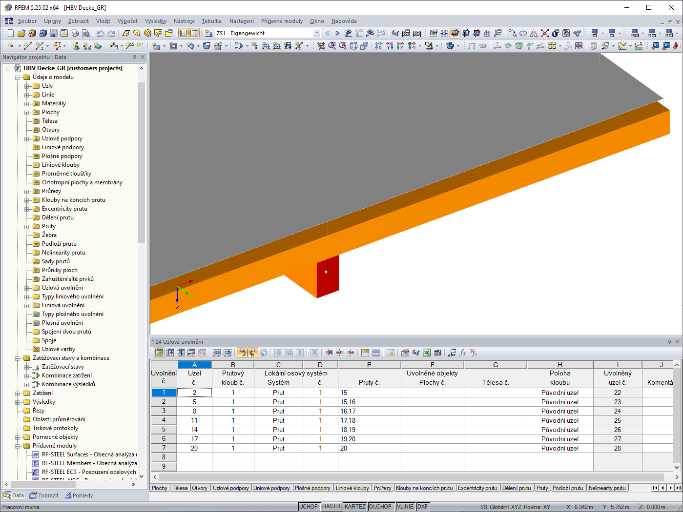 Dřevobetonová spřažená deska v programu RFEM