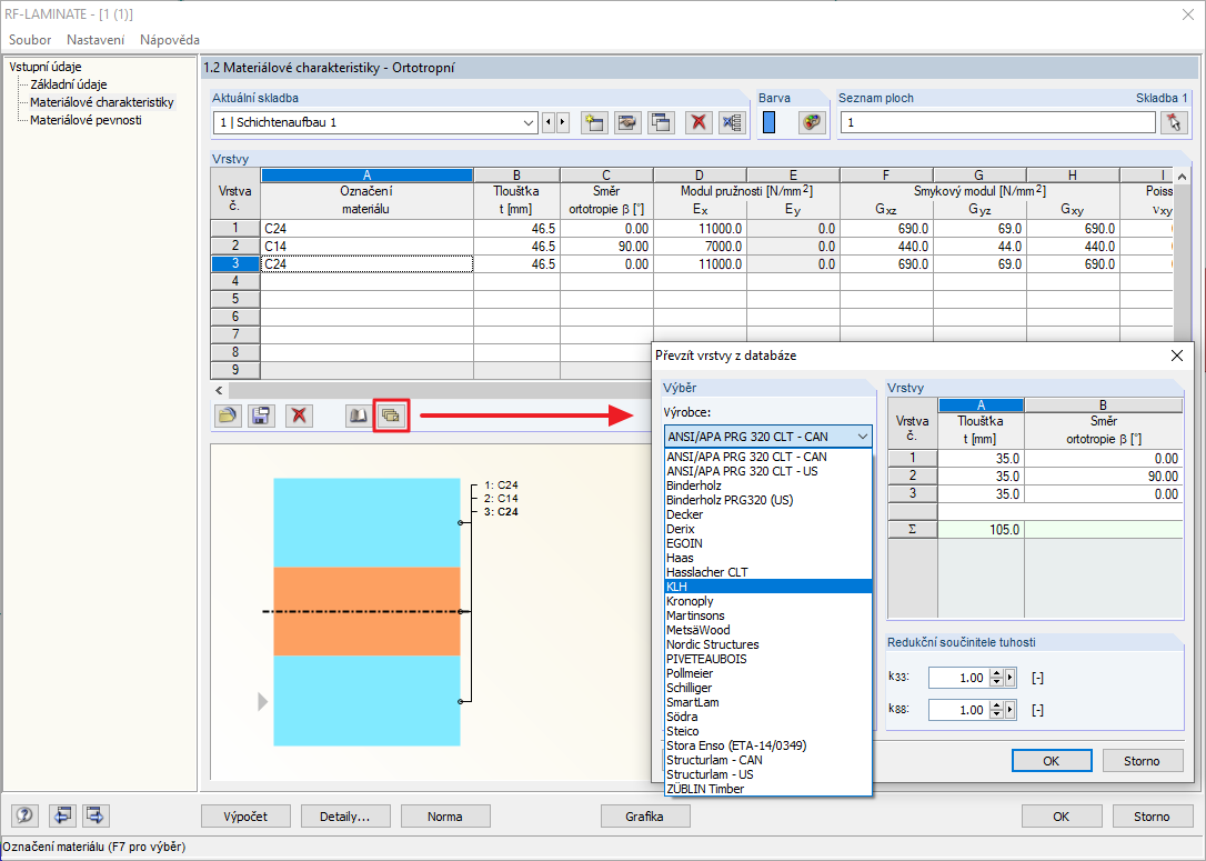 Převzetí vrstev z databáze
