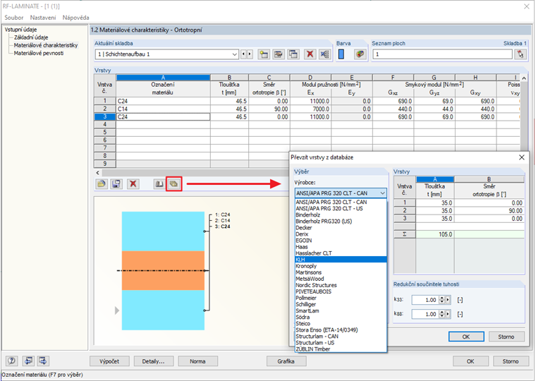 Převzetí vrstev z databáze