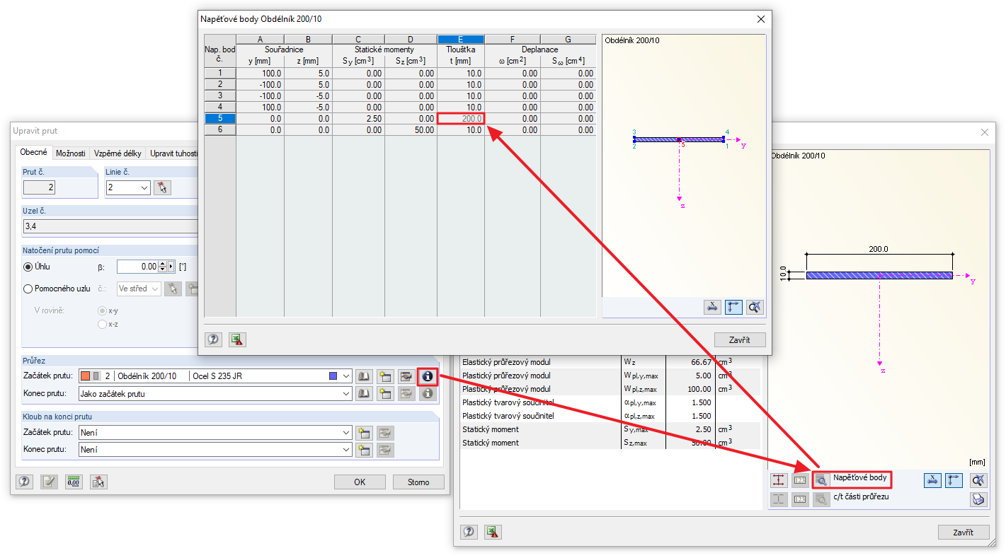 Napěťové body masivního průřezu
