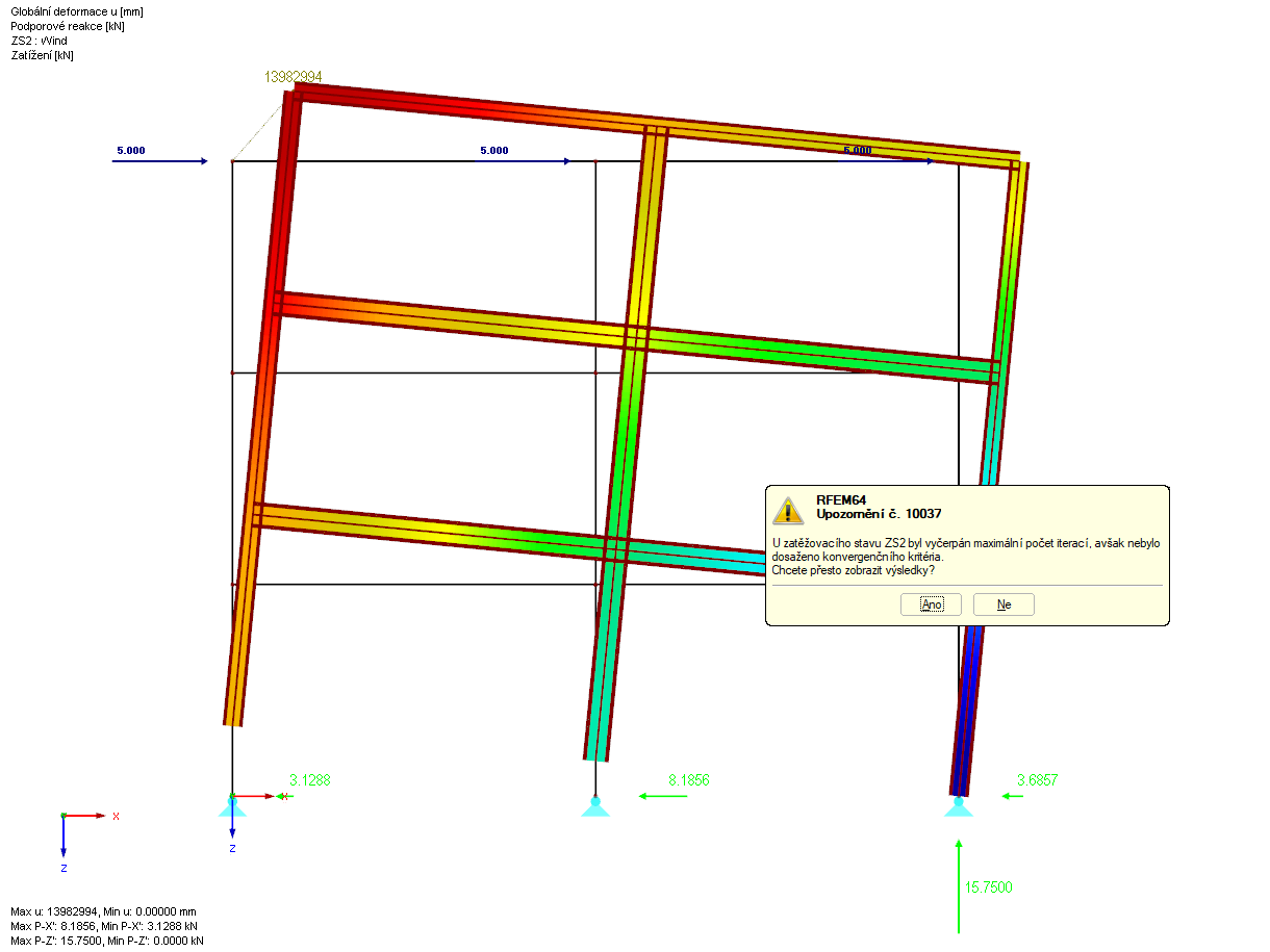 Klopení systému při vodorovném zatížení