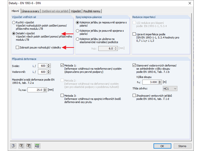 Program CRANEWAY | Dialog "Detaily"