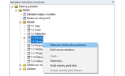 Místní nabídka "Smazat z protokolu" v navigátoru tiskových protokolů