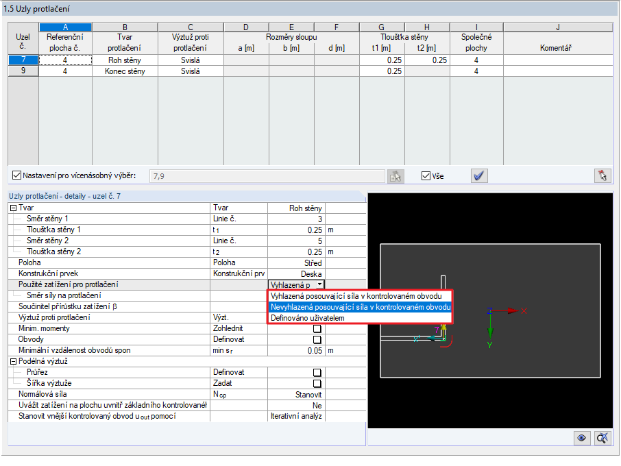 Dialog 1.5 s výběrem typu stanovení zatížení