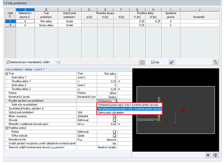 Dialog 1.5 s výběrem typu stanovení zatížení