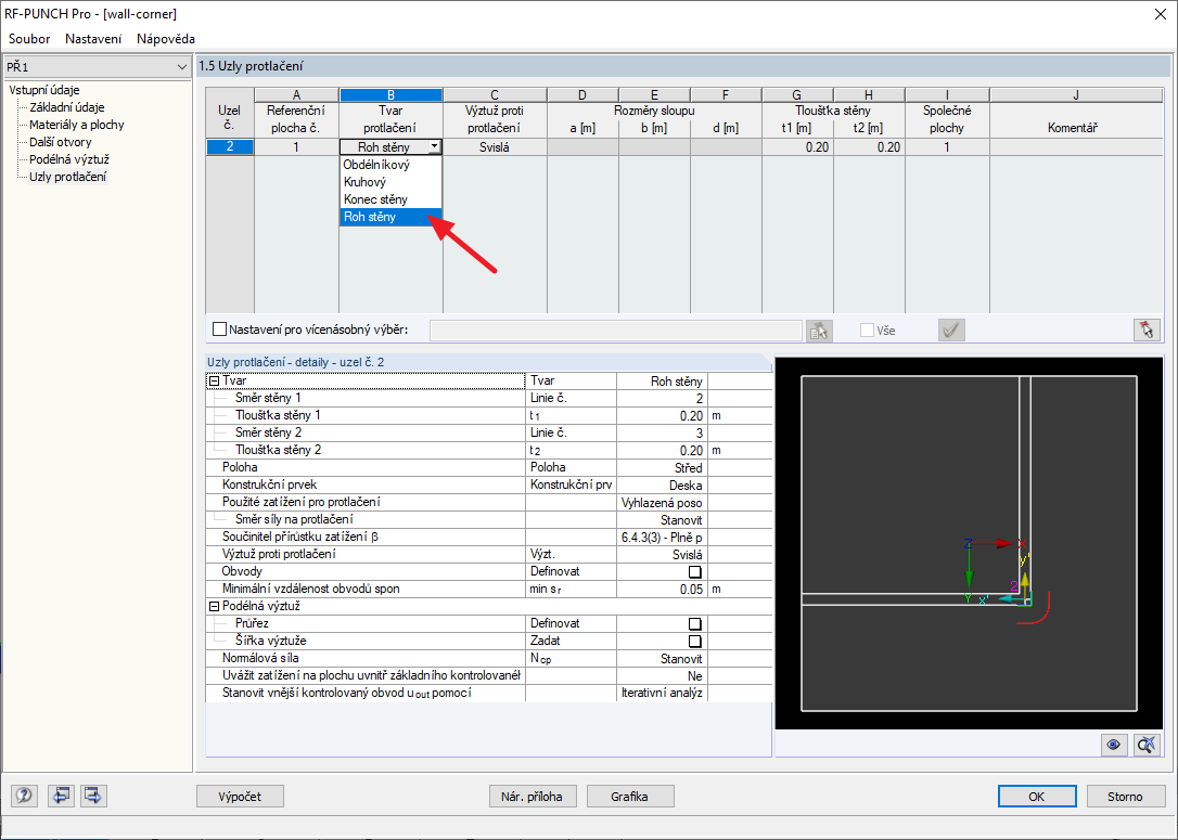 Úprava geometrie místa protlačení