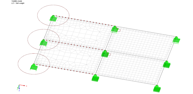 Model plochy se zahuštěním sítě KP na uzlech, liniích a plochách
