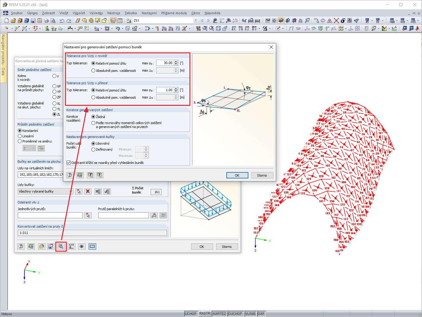Nastavení tolerancí pro uzly