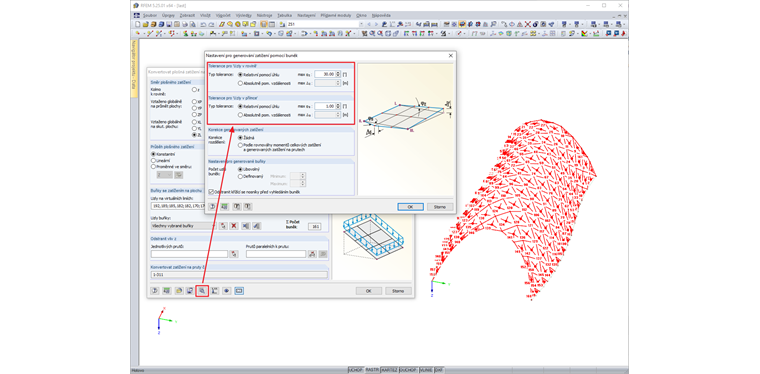 Nastavení tolerancí pro uzly