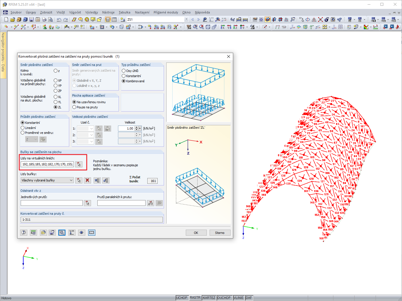 Vytvoření virtuálních linií