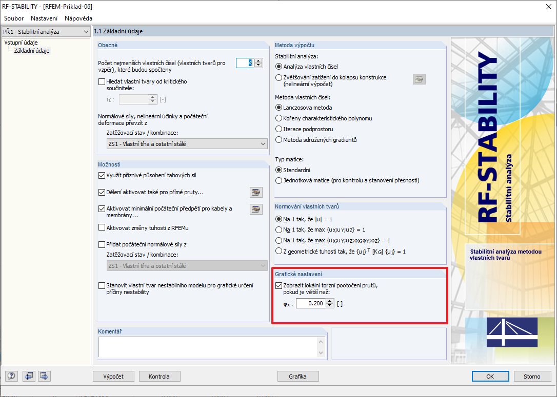 Grafické nastavení torzních natočení