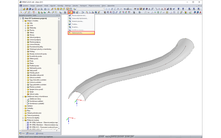 Vytvoření tažené plochy