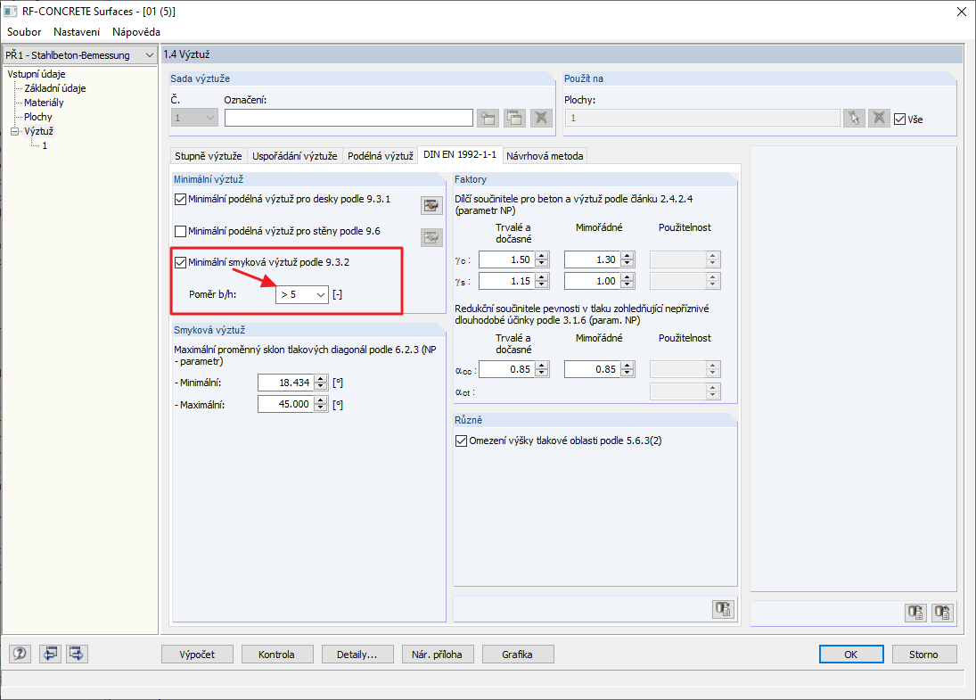 Možnost minimální smykové výztuže