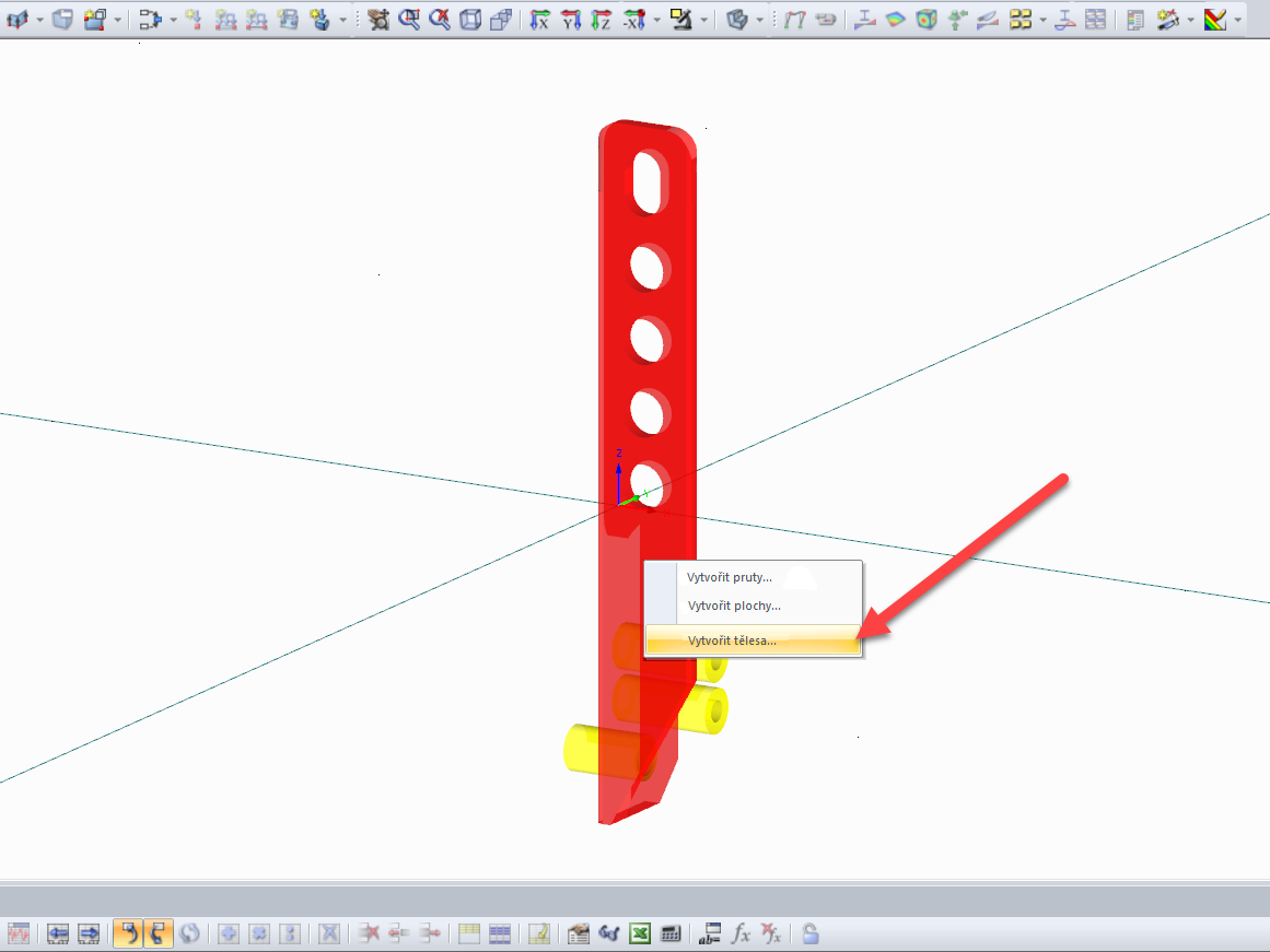 Konverze importovaných prvků na pruty, plochy nebo tělesa