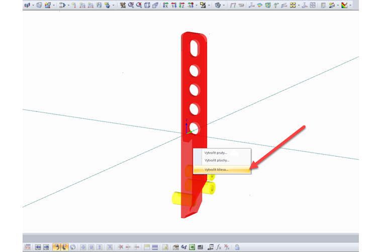 Konverze importovaných prvků na pruty, plochy nebo tělesa