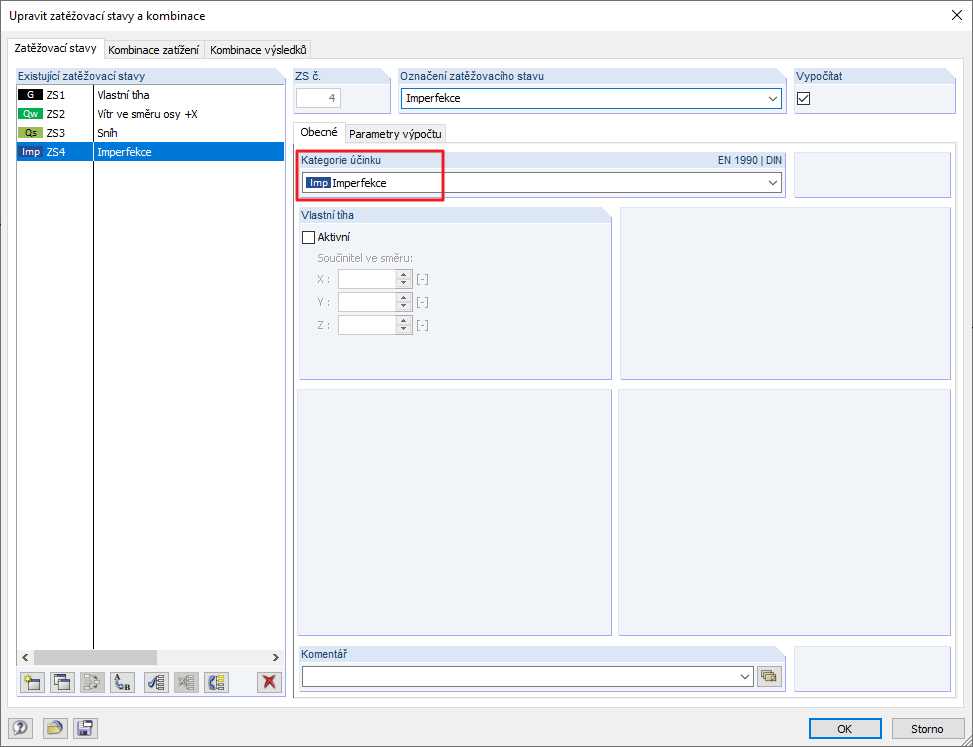 Specifikace kategorie účinků