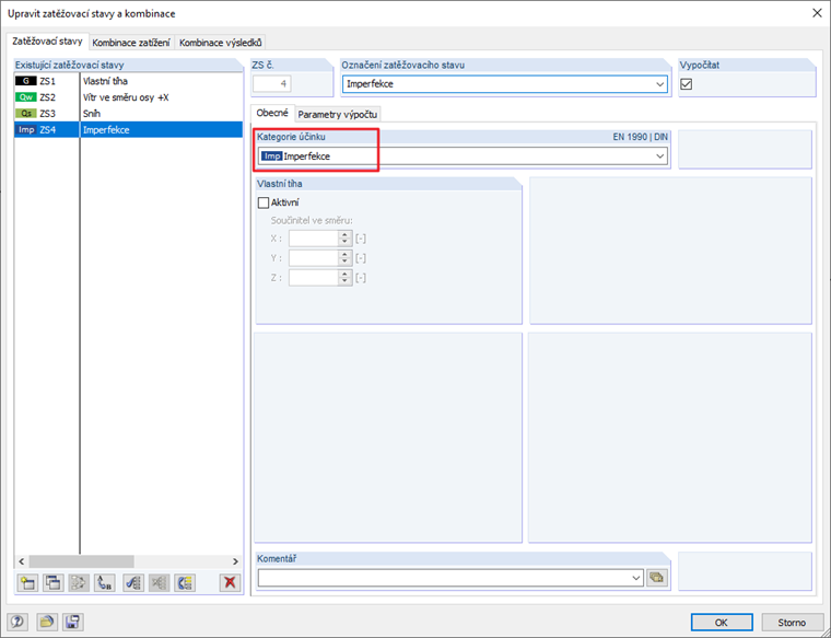 Specifikace kategorie účinků