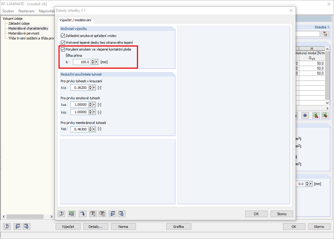 porušení smykem ve vlepené kontaktní ploše