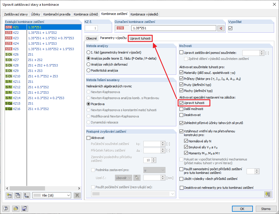 Další možnosti úpravy tuhosti