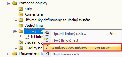 Zamknout/odemknout vodicí linie