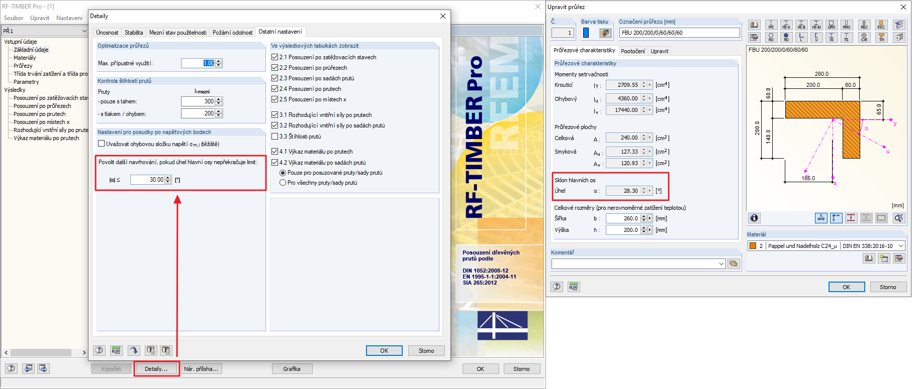 Detaily v přídavném modulu RF-TIMBER Pro